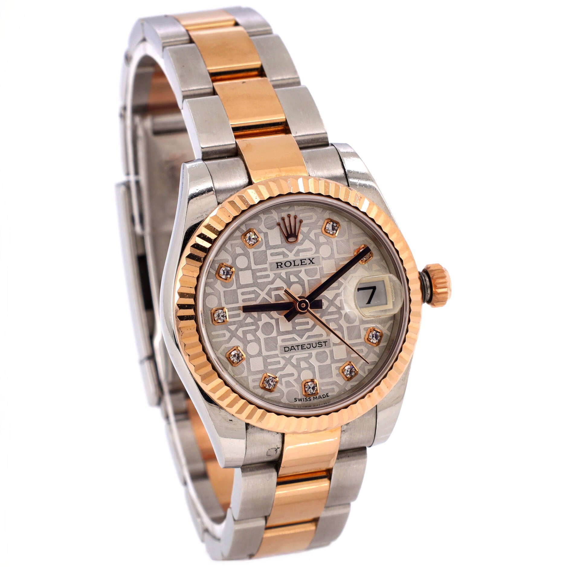 Oyster Perpetual Datejust Automatic Watch Stainless Steel and Rose Gold with Diamond Markers 31
