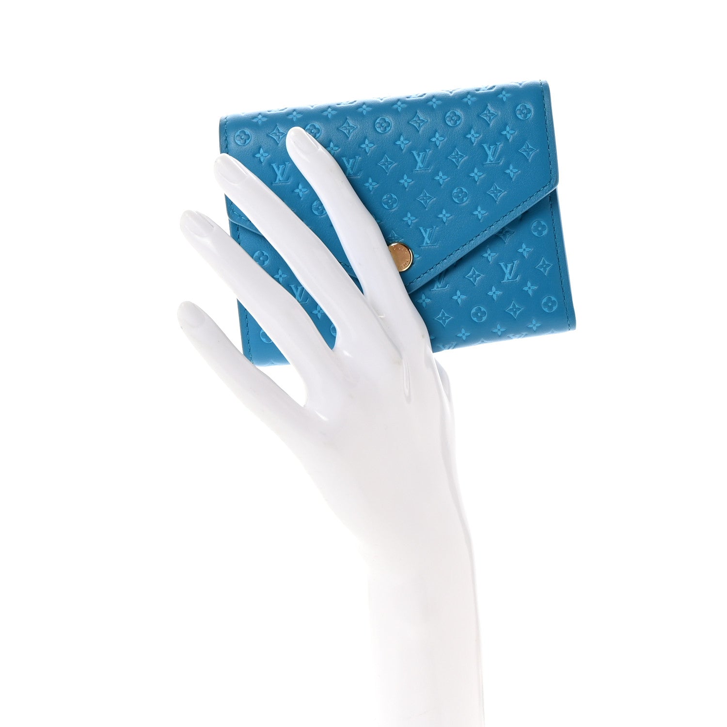 Calfskin Nanogram Embossed Victorine Wallet Bleu