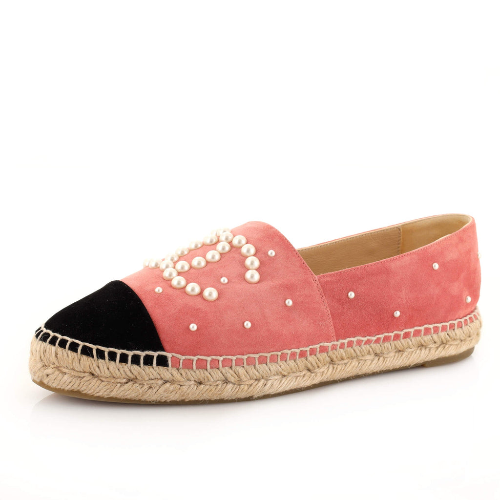 Women's CC Cap Toe Espadrilles Embellished Suede