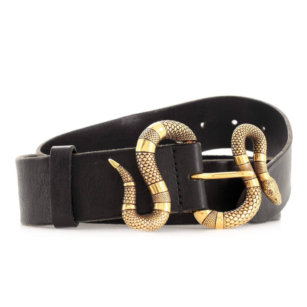 Snake Buckle Belt Leather Wide 85