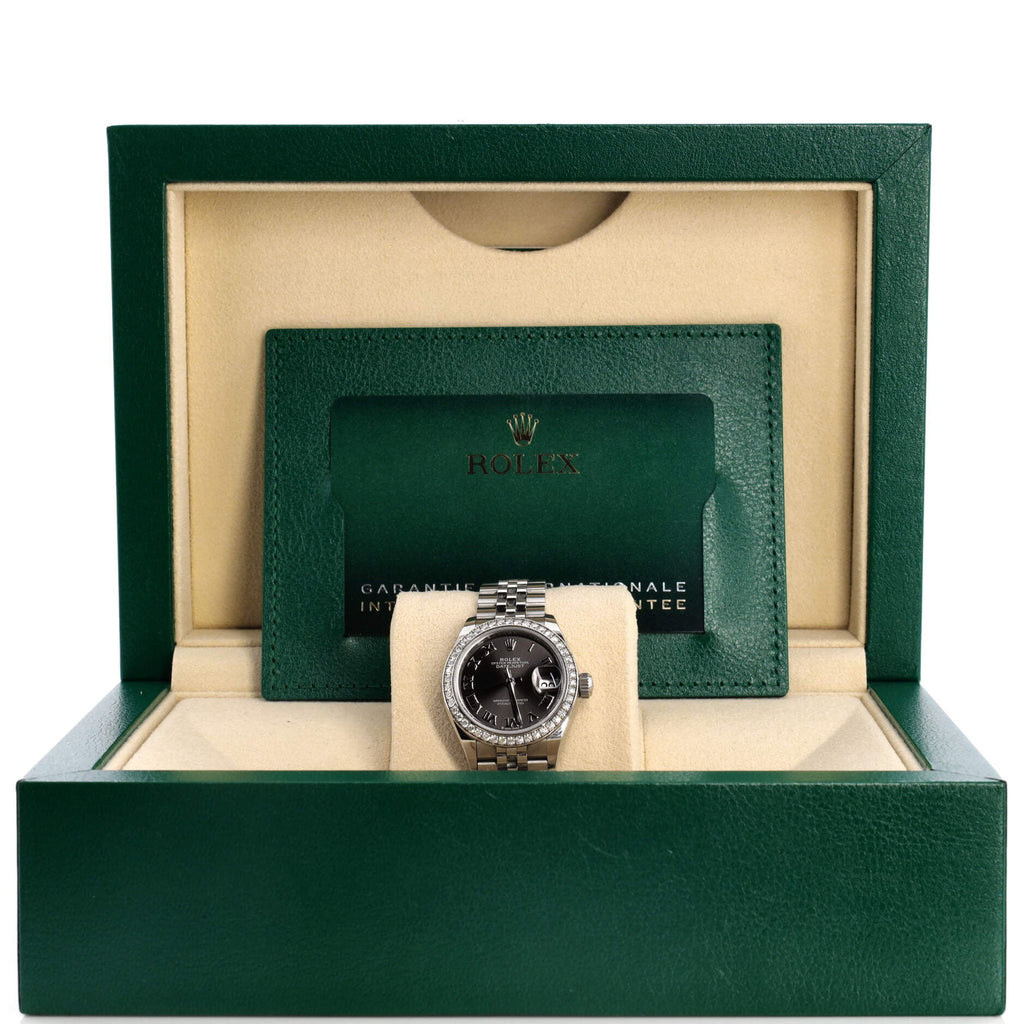 Oyster Perpetual Datejust Automatic Watch Stainless Steel and White Gold with Diamond Bezel 28