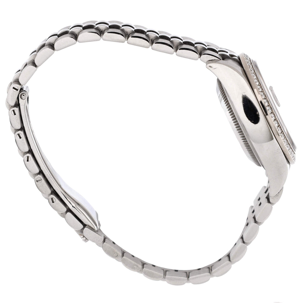 Oyster Perpetual Datejust Automatic Watch Stainless Steel and White Gold with Diamond Bezel 28