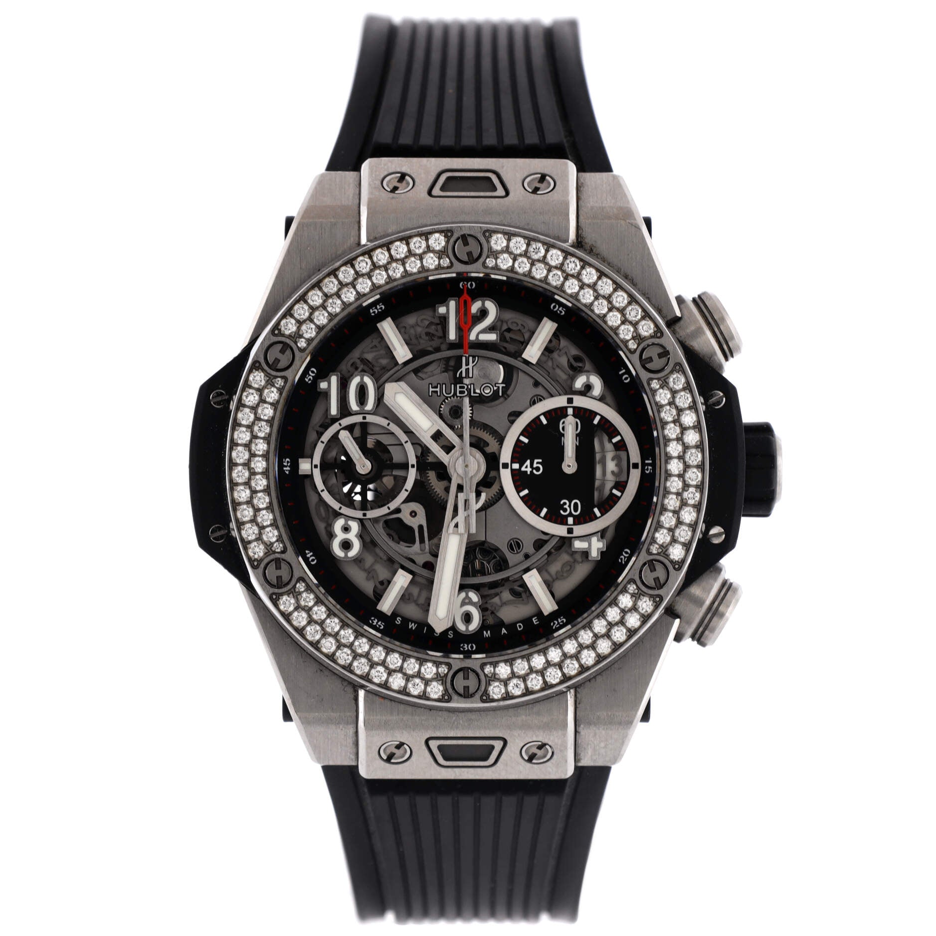 Big Bang Unico Chronograph Automatic Watch Titanium and Rubber with Diamond Bezel 42