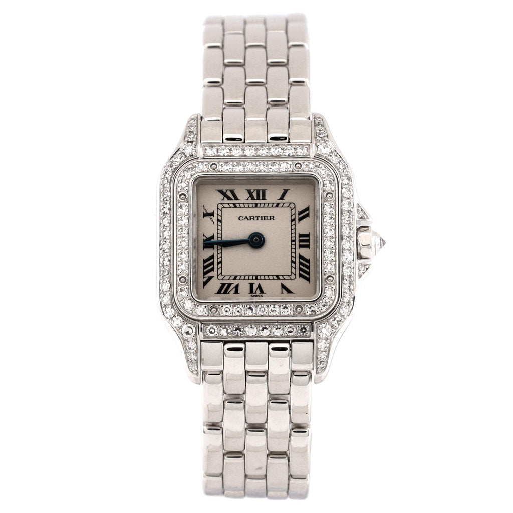 Panthere de Cartier Quartz Watch White Gold with Diamond Bezel and Lugs 22