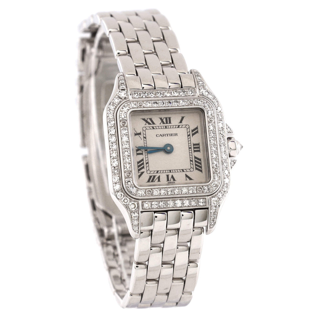 Panthere de Cartier Quartz Watch White Gold with Diamond Bezel and Lugs 22