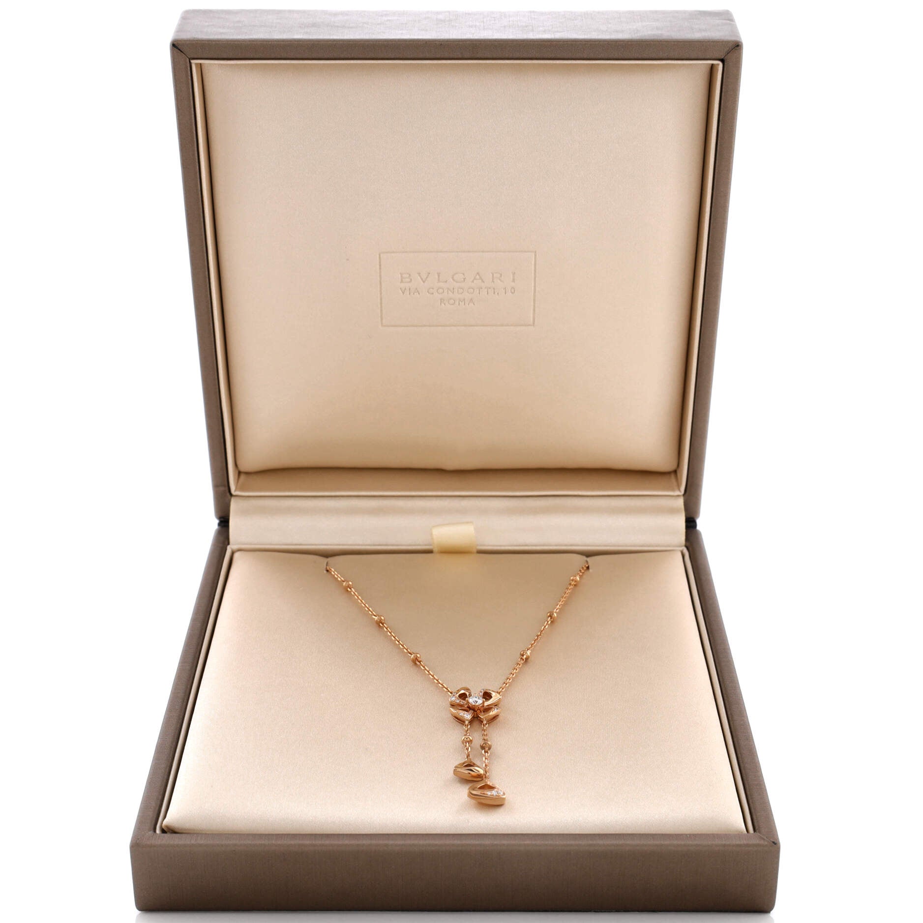 Fiorever Drop Pendant Necklace 18K Rose Gold and Diamonds