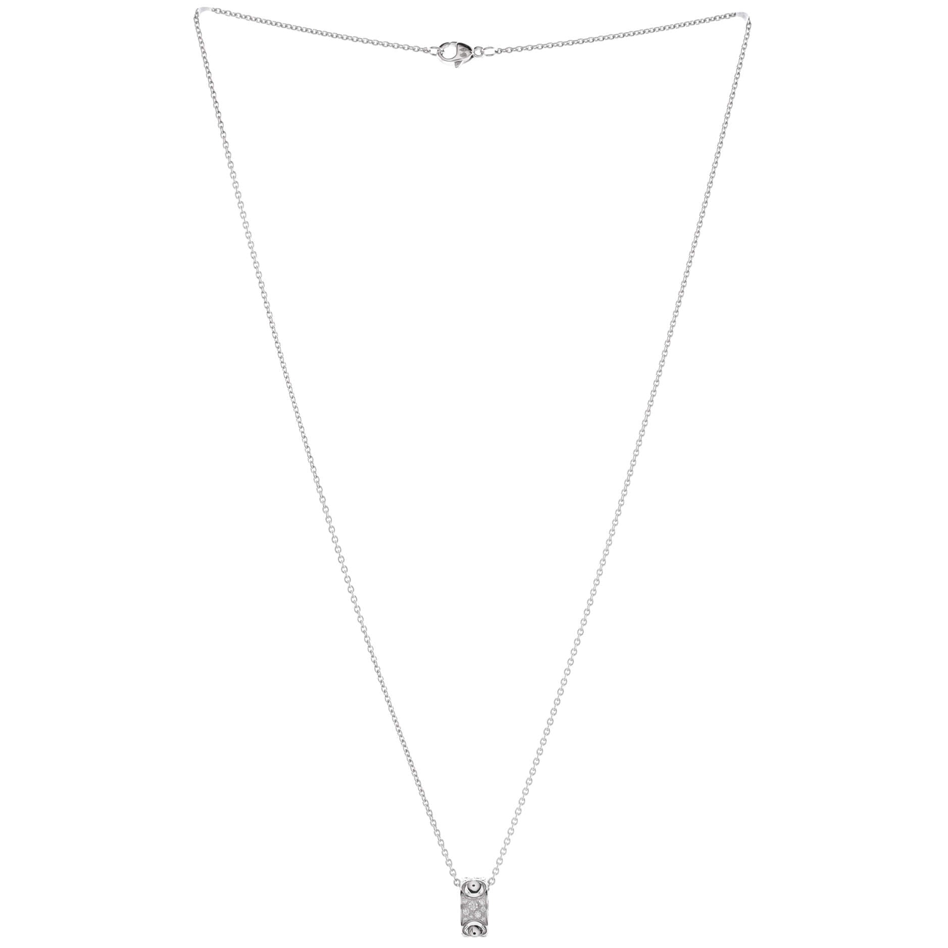 Empreinte Pendant Necklace 18K White Gold with Pave Diamonds