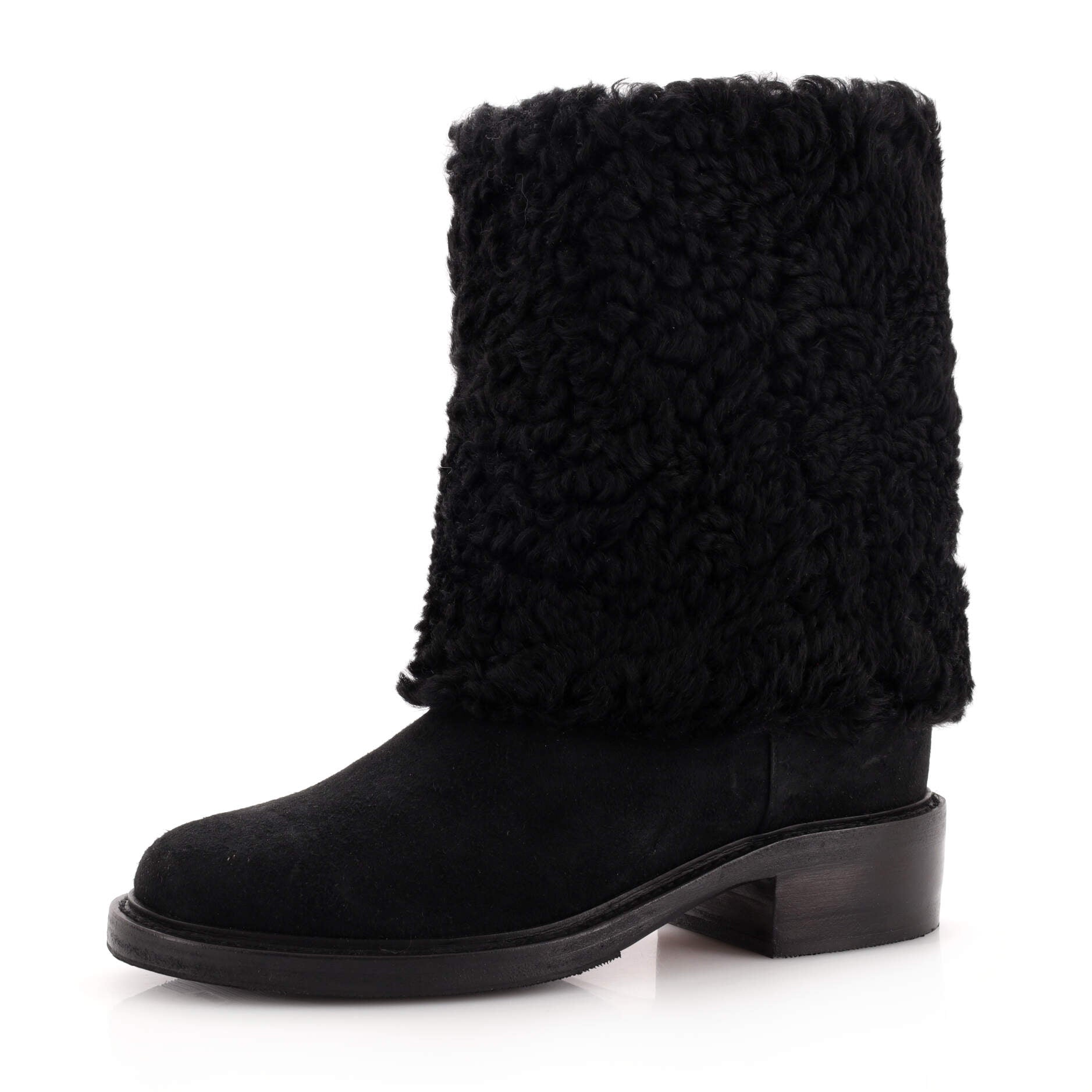 Women's CC Fold Over Boots Suede and Shearling