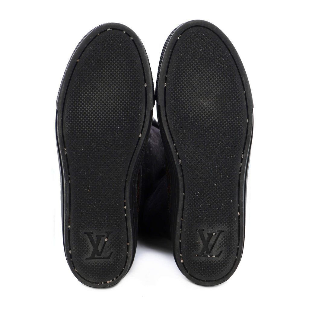 Women's Snowball Flat Half Boots Monogram Embossed Suede