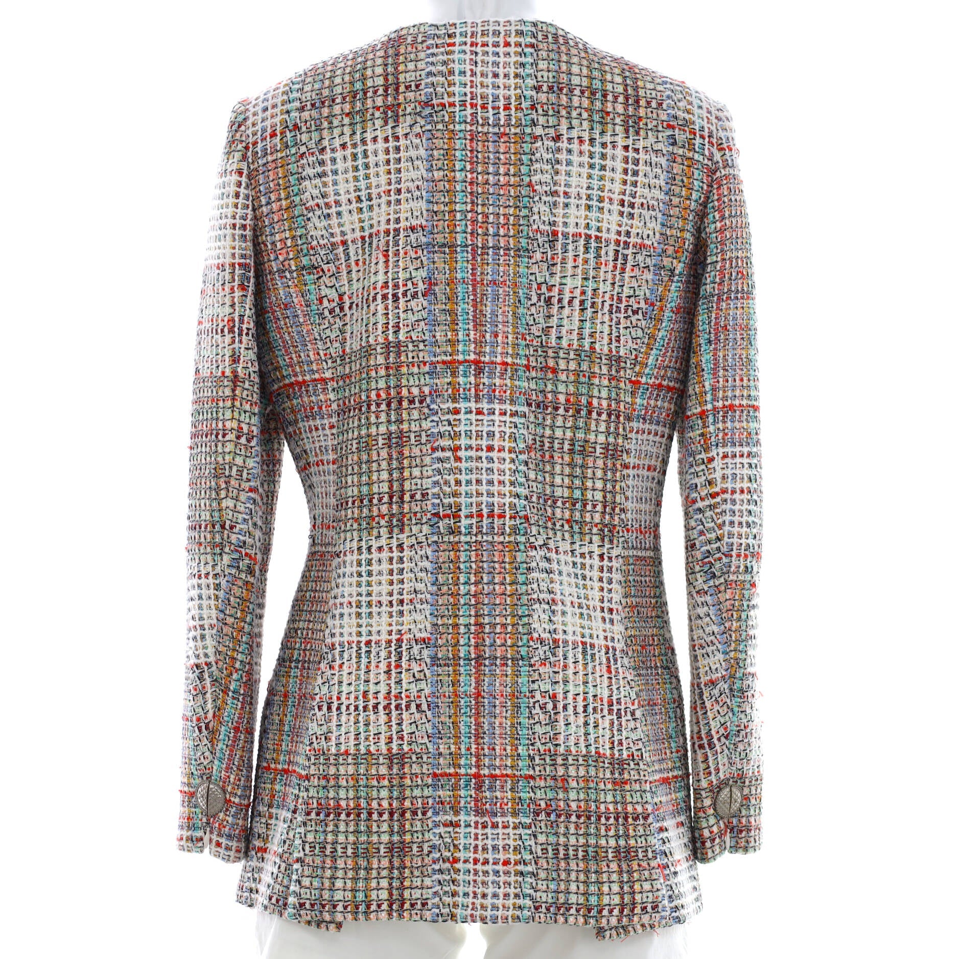 Women's Paris-Cuba Collarless Zip Up Long Jacket Tweed
