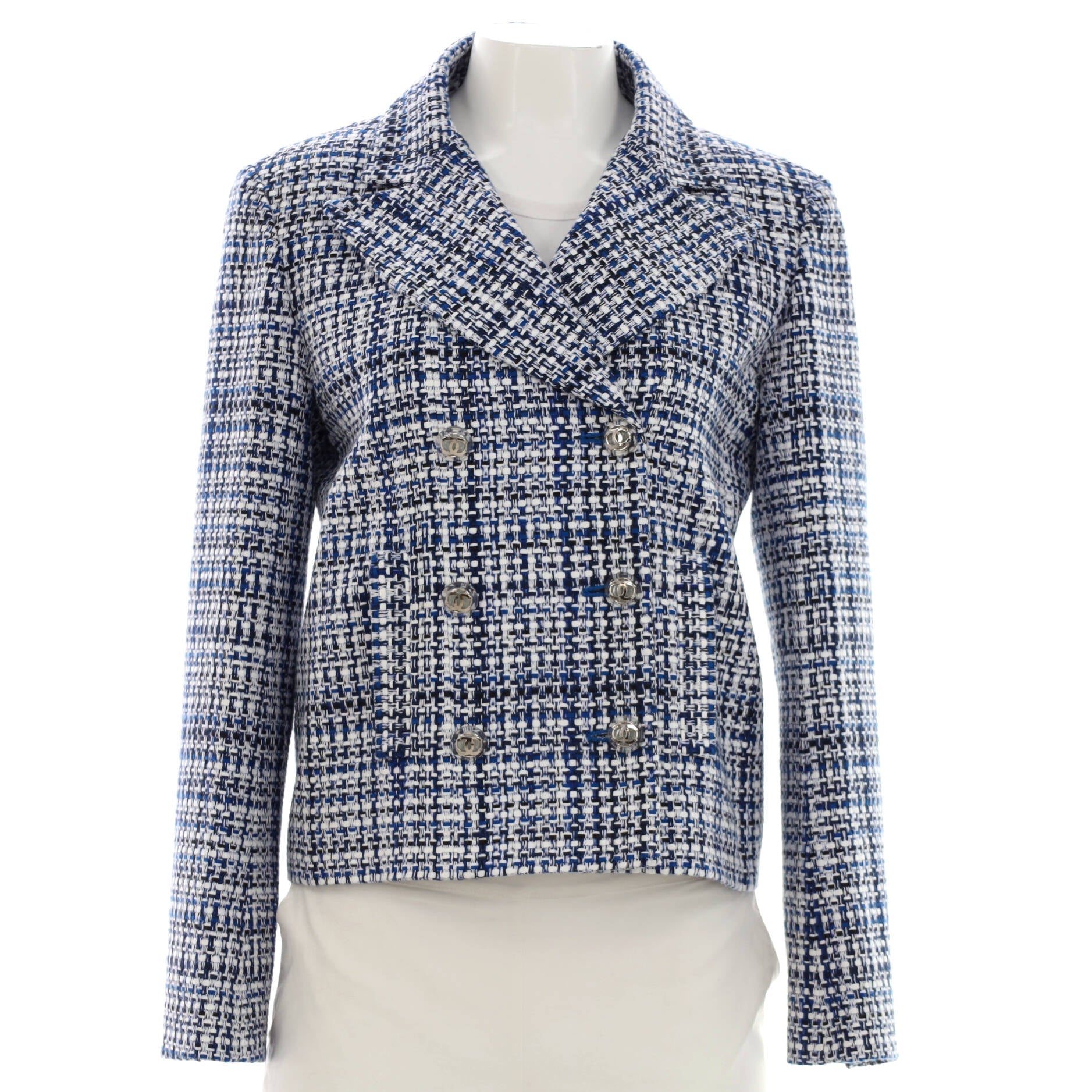 Women's CC Button Double Breasted Jacket Tweed