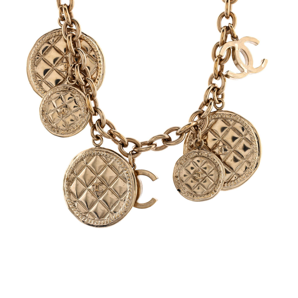 CC Medallion Quilted Charms Necklace Metal