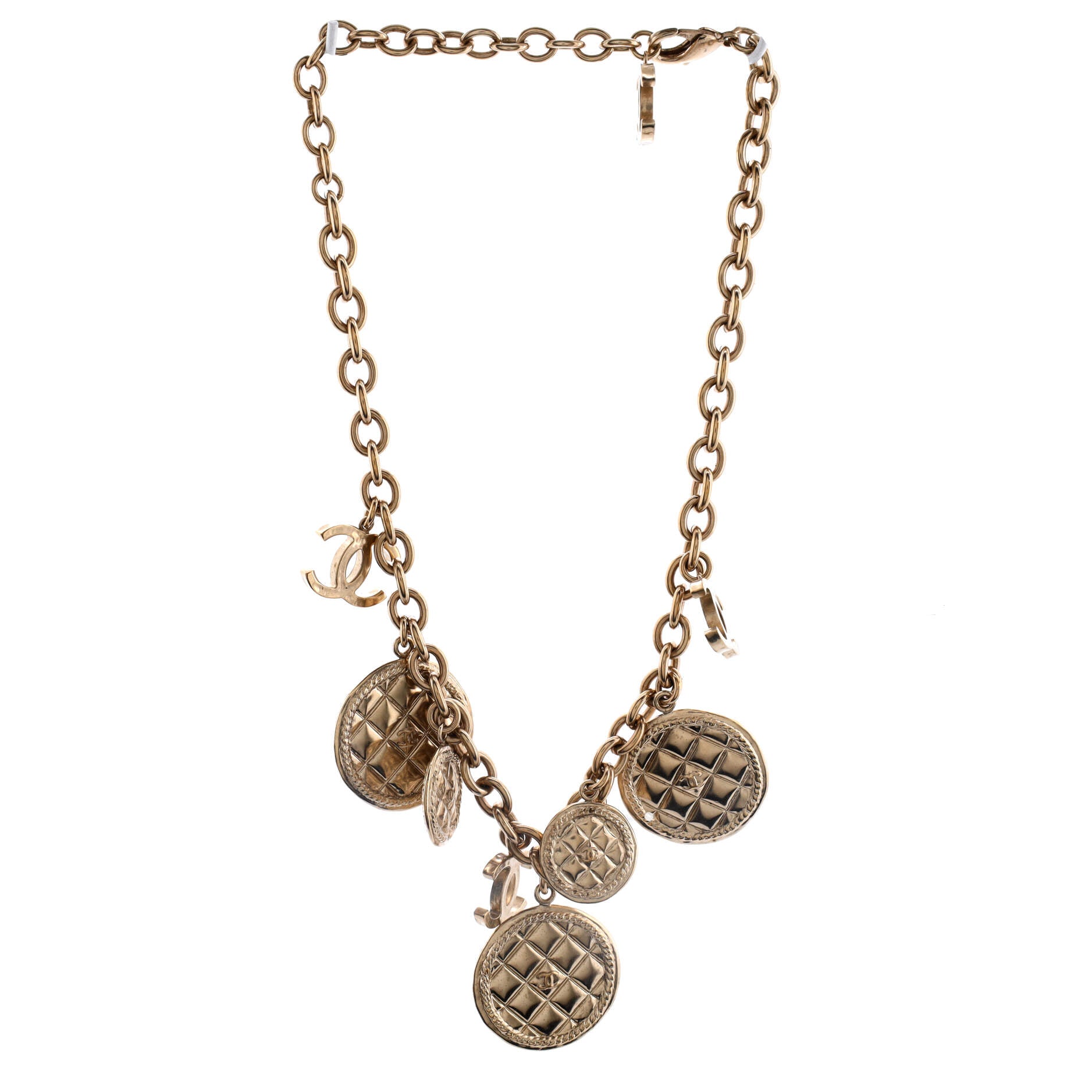 CC Medallion Quilted Charms Necklace Metal