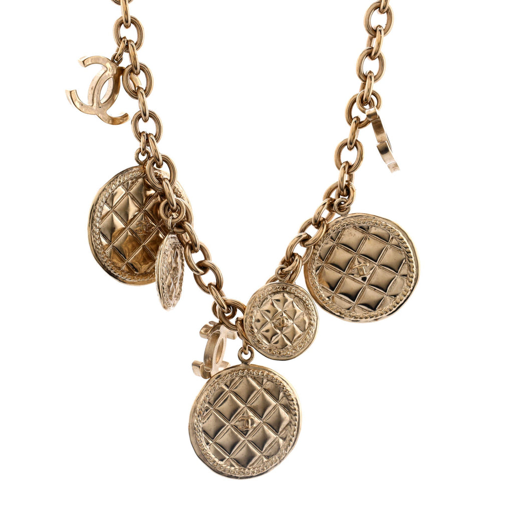 CC Medallion Quilted Charms Necklace Metal