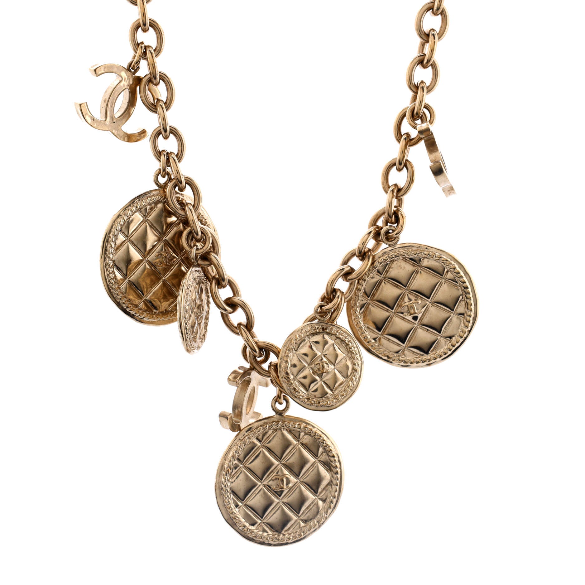 CC Medallion Quilted Charms Necklace Metal