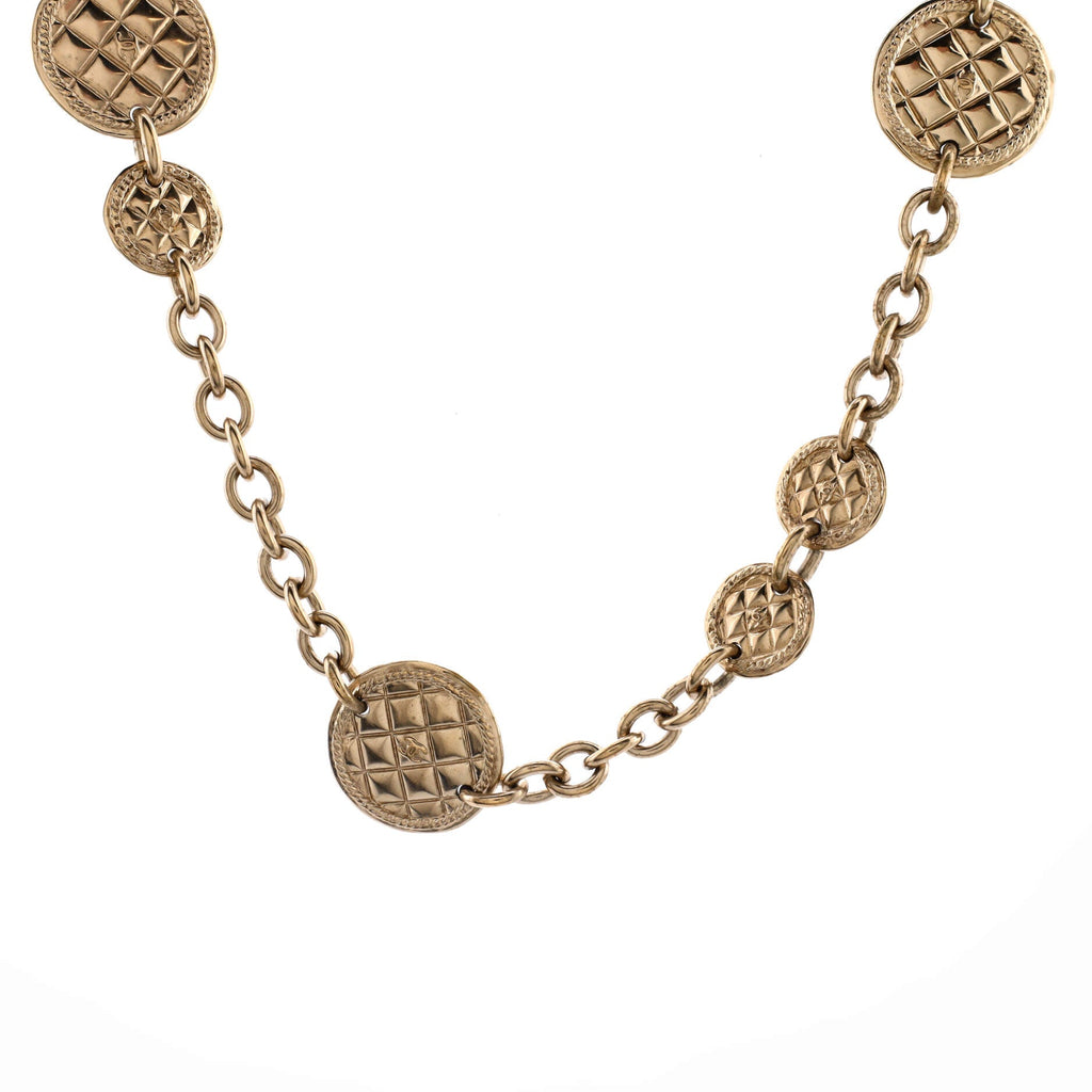 CC Medallion Quilted Charms Necklace Metal
