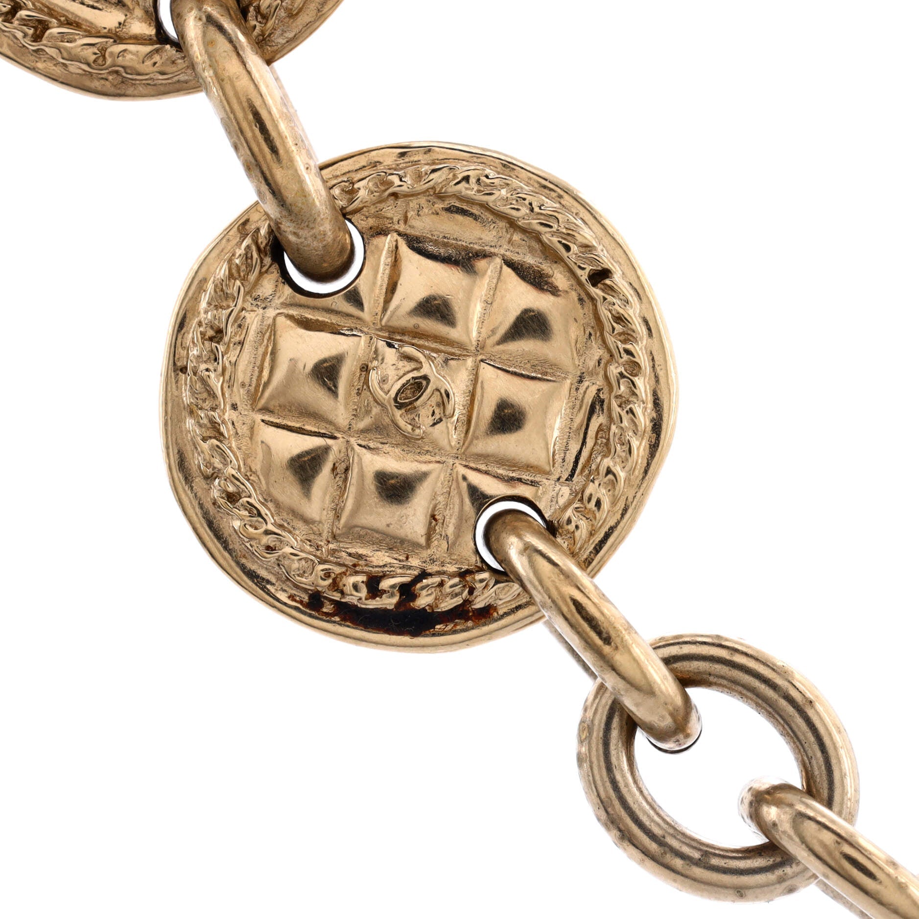 CC Medallion Quilted Charms Necklace Metal