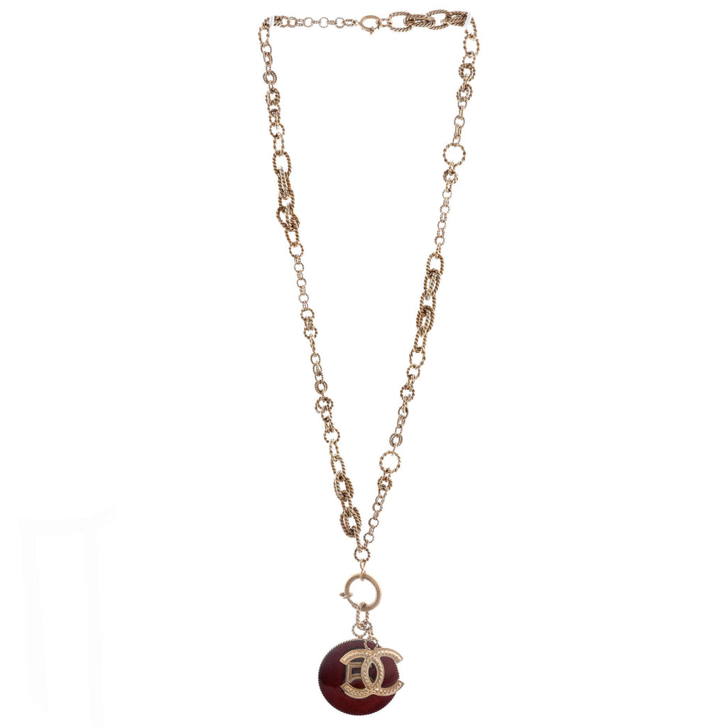 CC No.5 Round Pendant Necklace Metal and Enamel