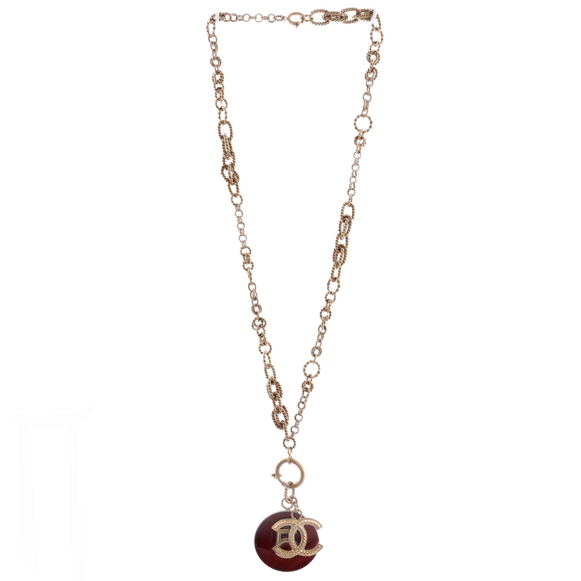 CC No.5 Round Pendant Necklace Metal and Enamel