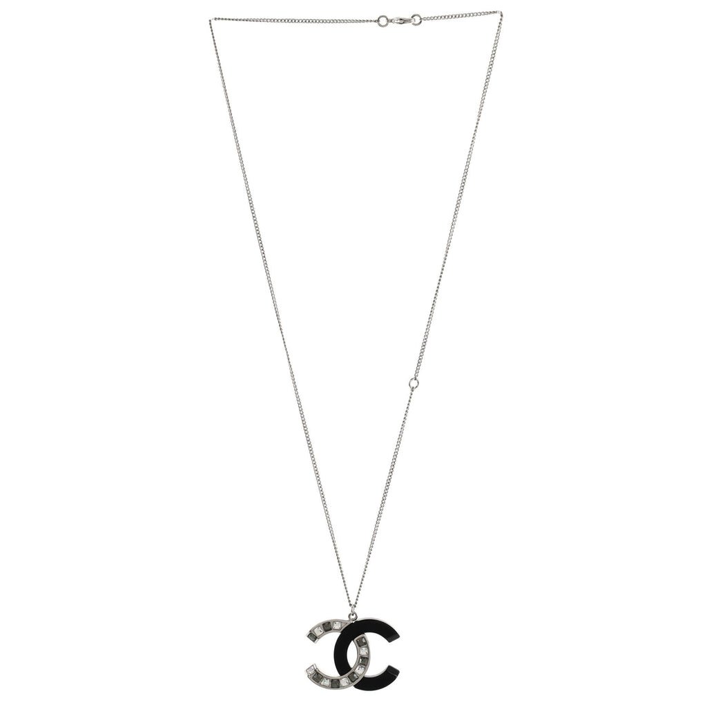 CC Pendant Necklace Ruthenium with Crystals