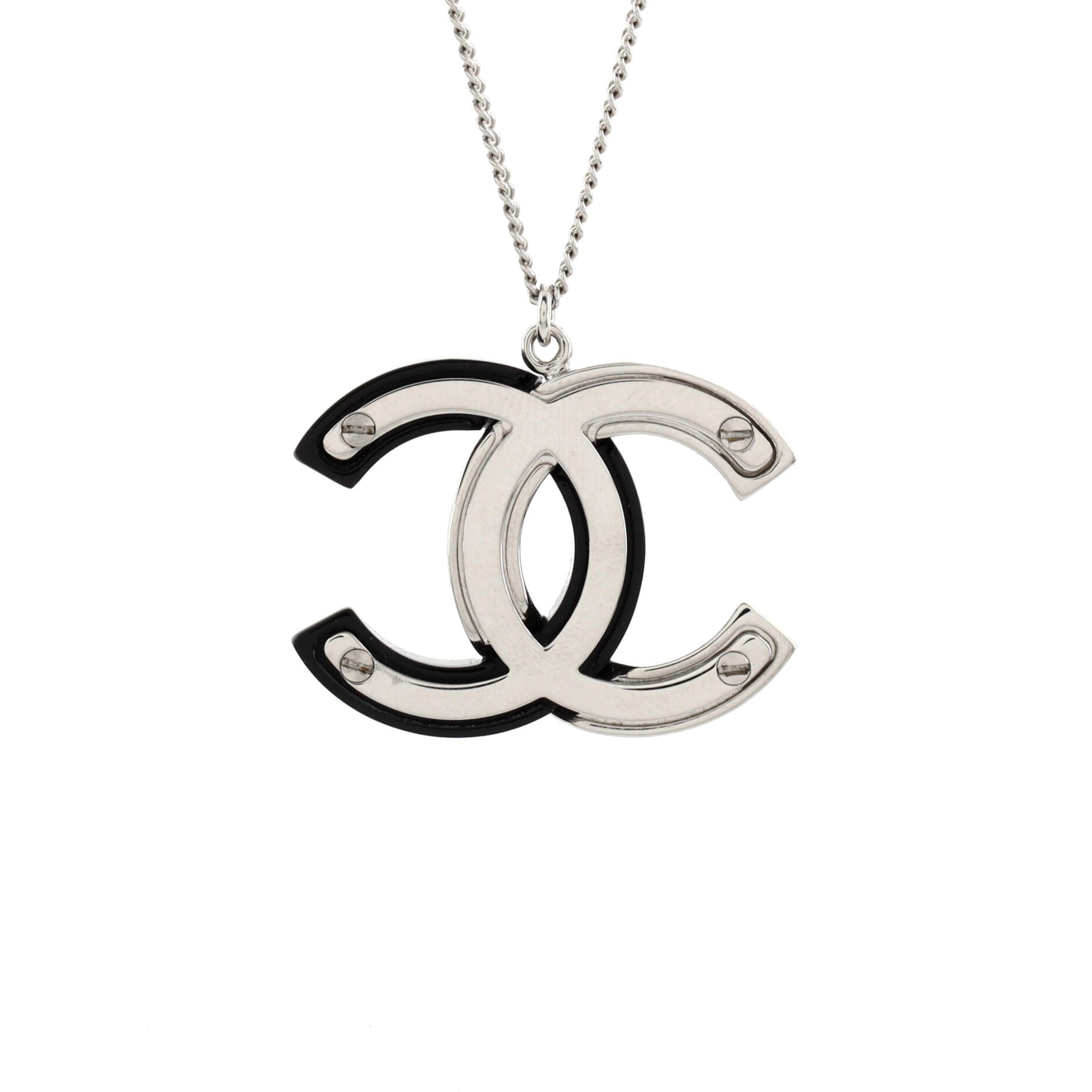 CC Pendant Necklace Ruthenium with Crystals