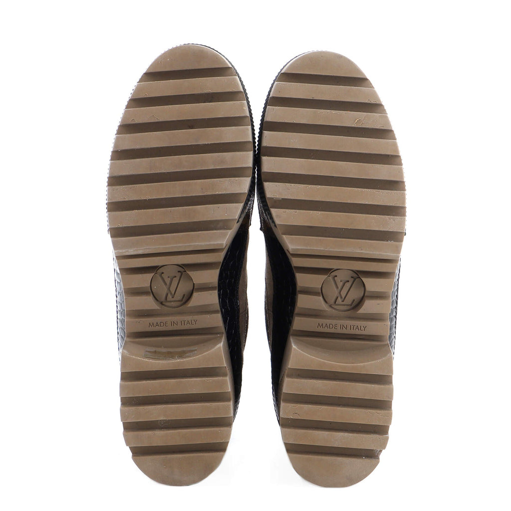 Women's Laureate Platform Desert Boots Suede with Monogram Canvas