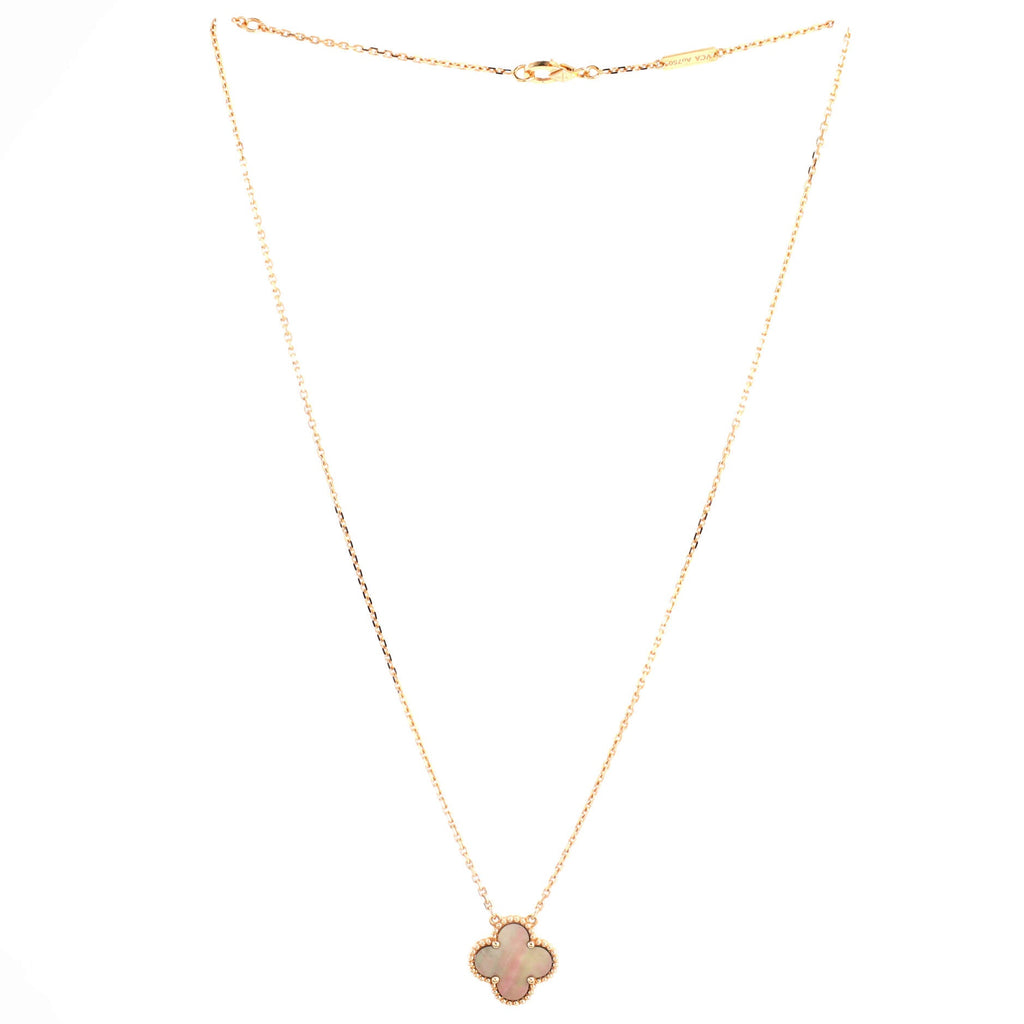 Vintage Alhambra Pendant Necklace 18K Rose Gold and Grey Mother of Pearl