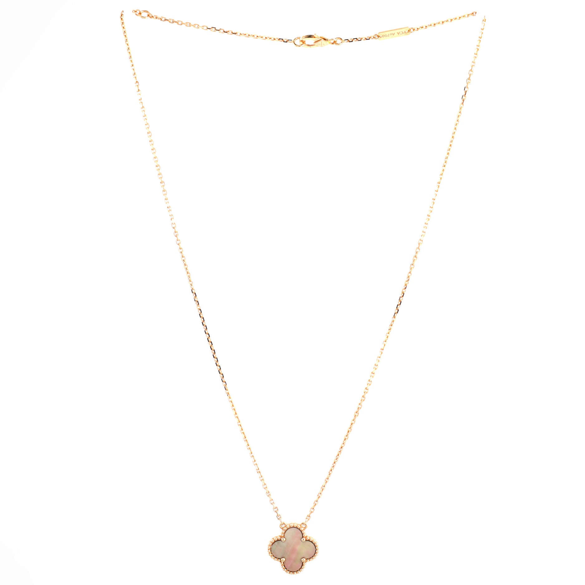 Vintage Alhambra Pendant Necklace 18K Rose Gold and Grey Mother of Pearl