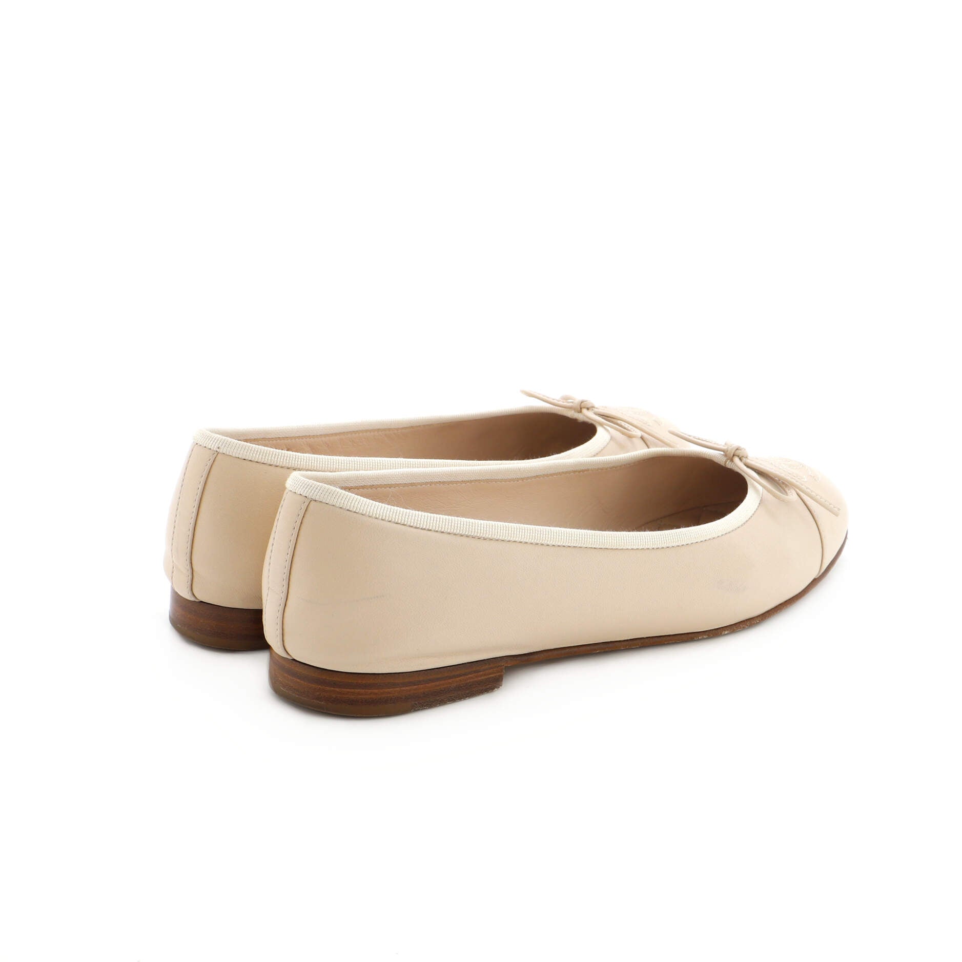Women's CC Cap Toe Bow Ballerina Flats Leather