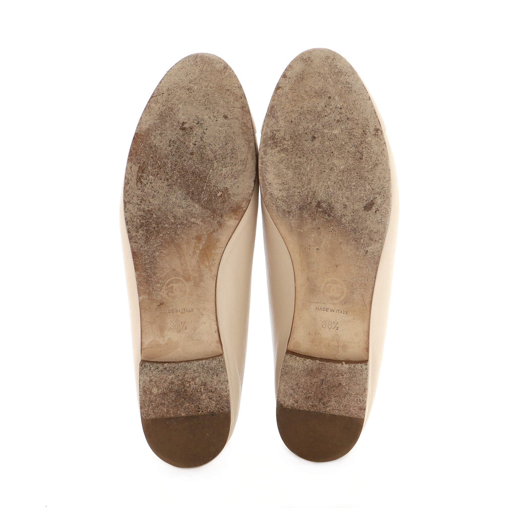 Women's CC Cap Toe Bow Ballerina Flats Leather