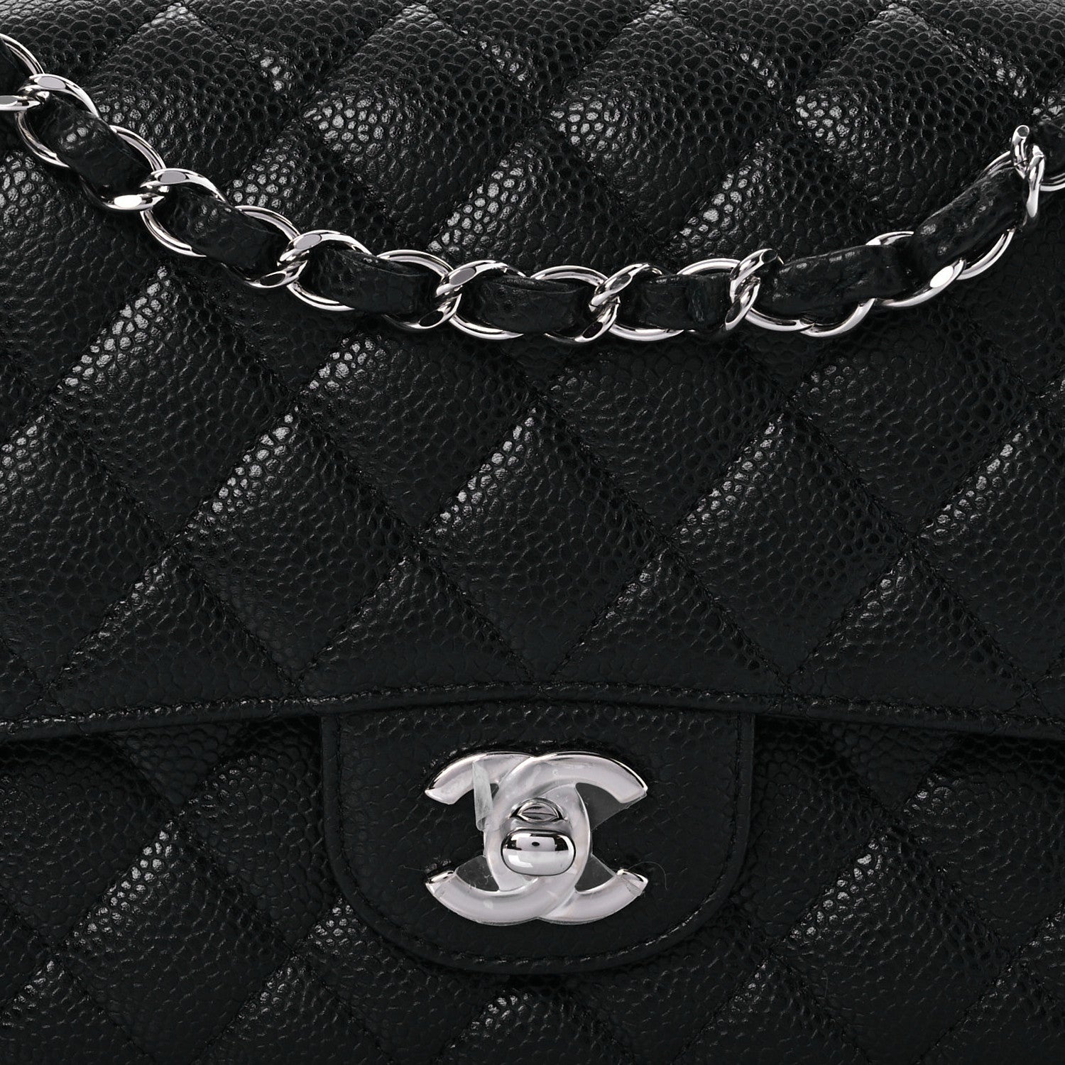 Caviar Quilted Medium Double Flap Black