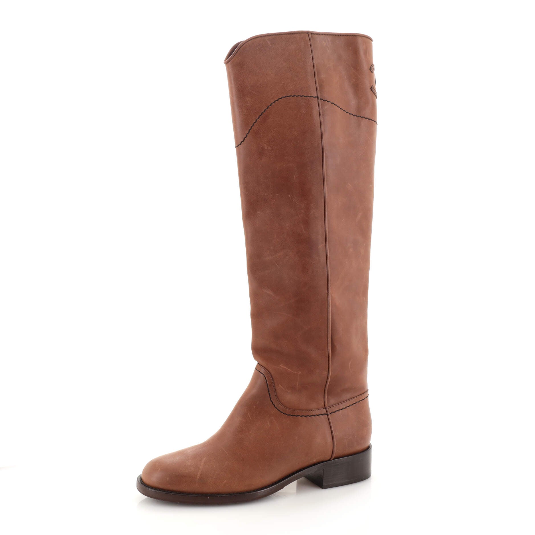 Women's CC Riding Knee High Boots Leather