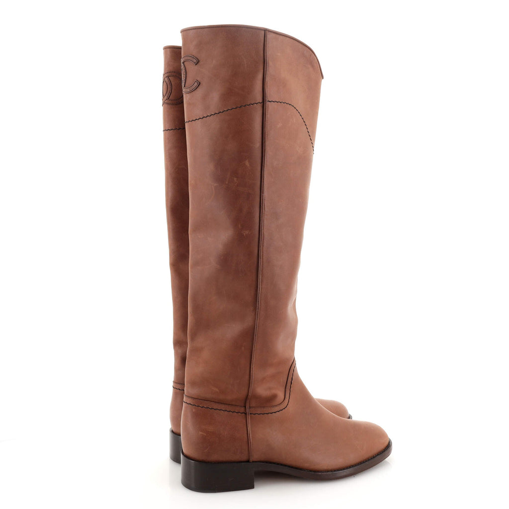 Women's CC Riding Knee High Boots Leather