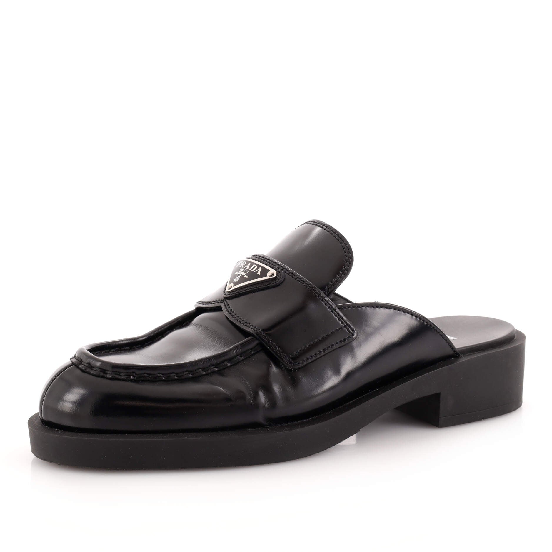 Women's Triangle Logo Slide Mules Leather