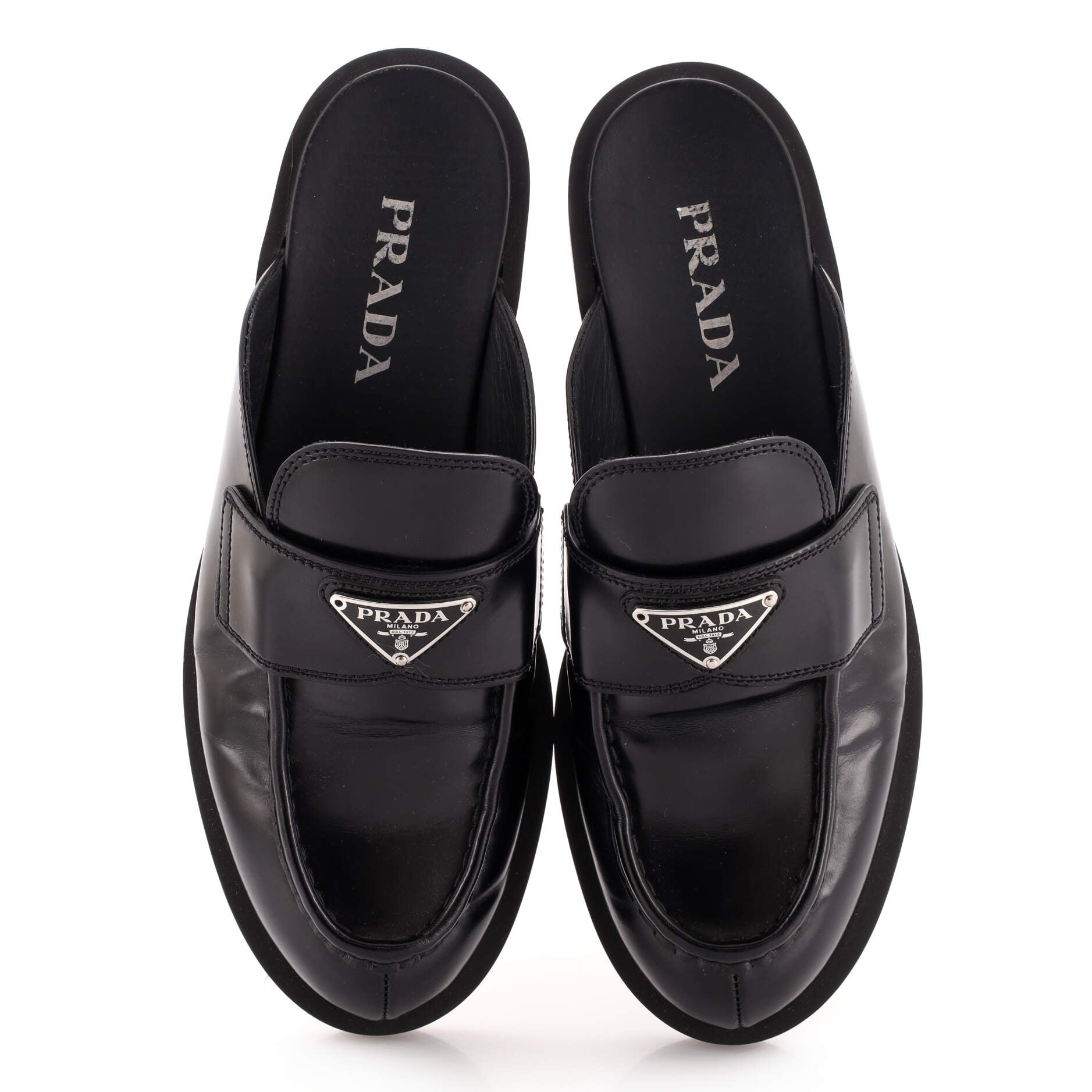 Women's Triangle Logo Slide Mules Leather