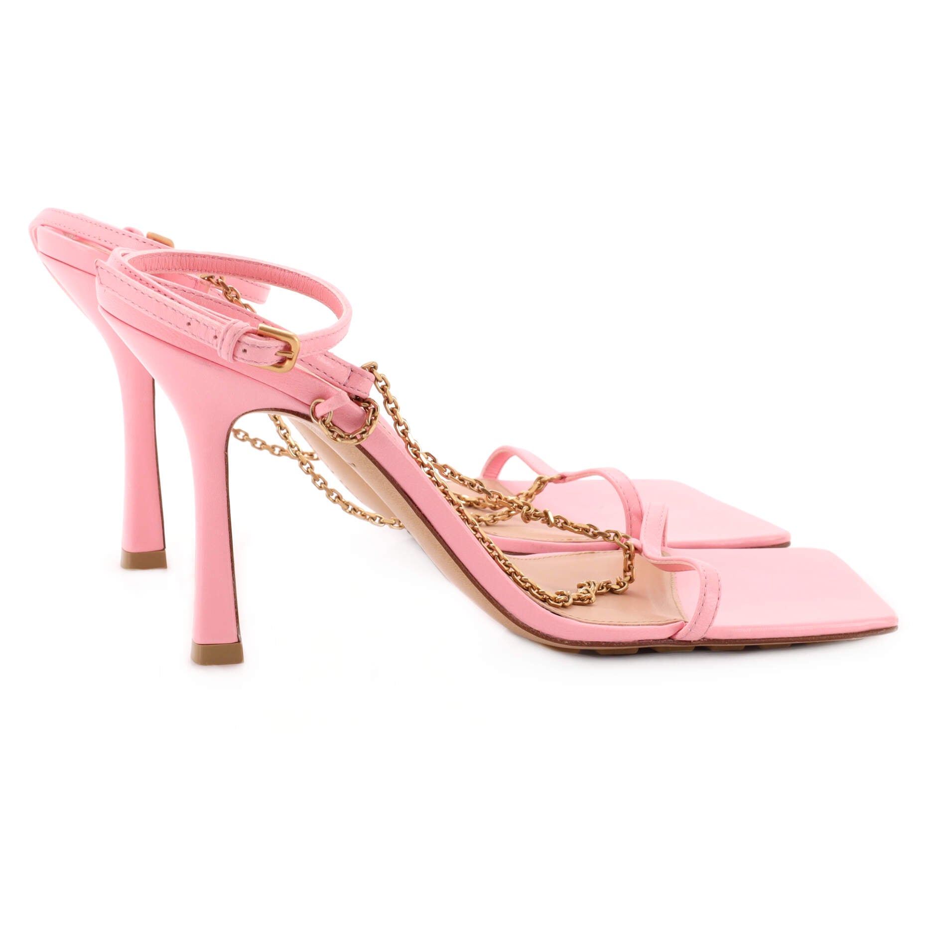 Women's Stretch Strap Chain Heels Leather