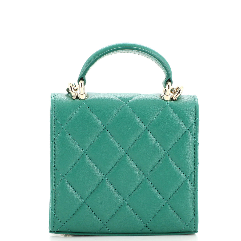 Square Classic Flap Top Handle Clutch with Chain Quilted Lambskin
