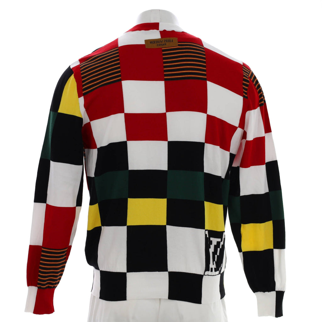 Men’s Giant Checkered Intarsia Sweater Cotton