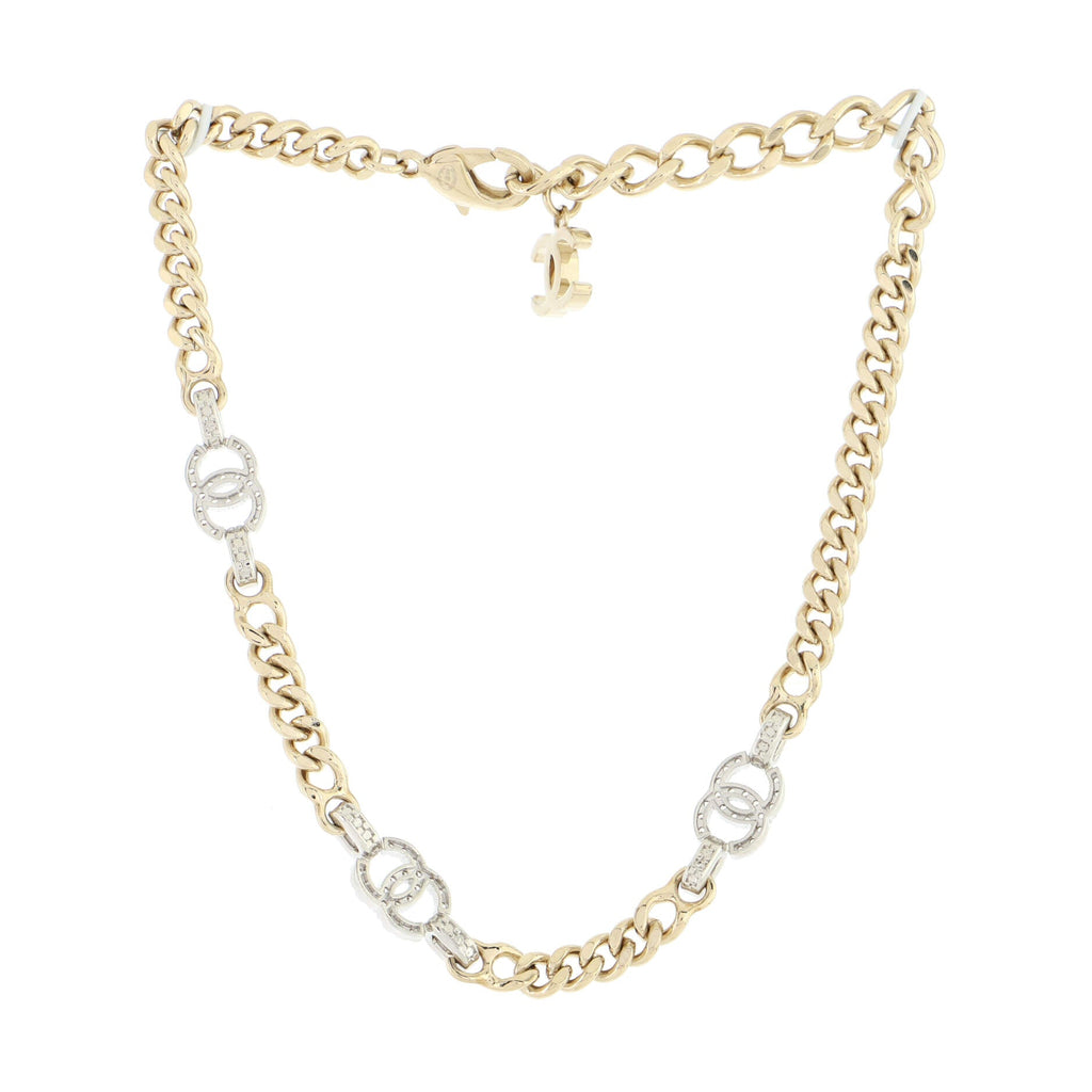 CC Link Choker Necklace Metal with Crystals