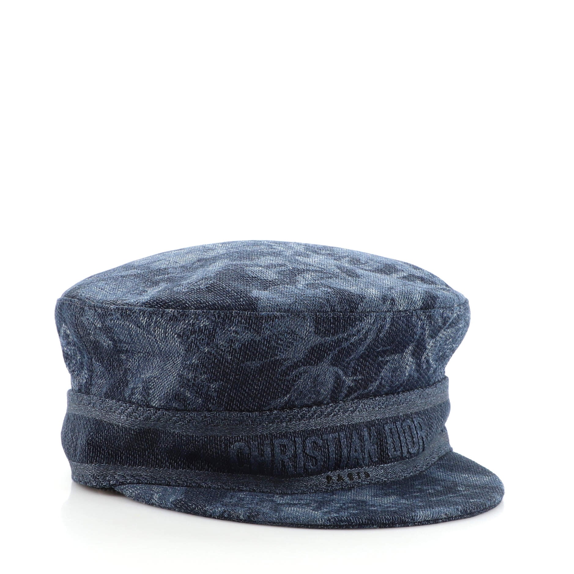 Flowers Baker Boy Cap Embroidered Denim Small