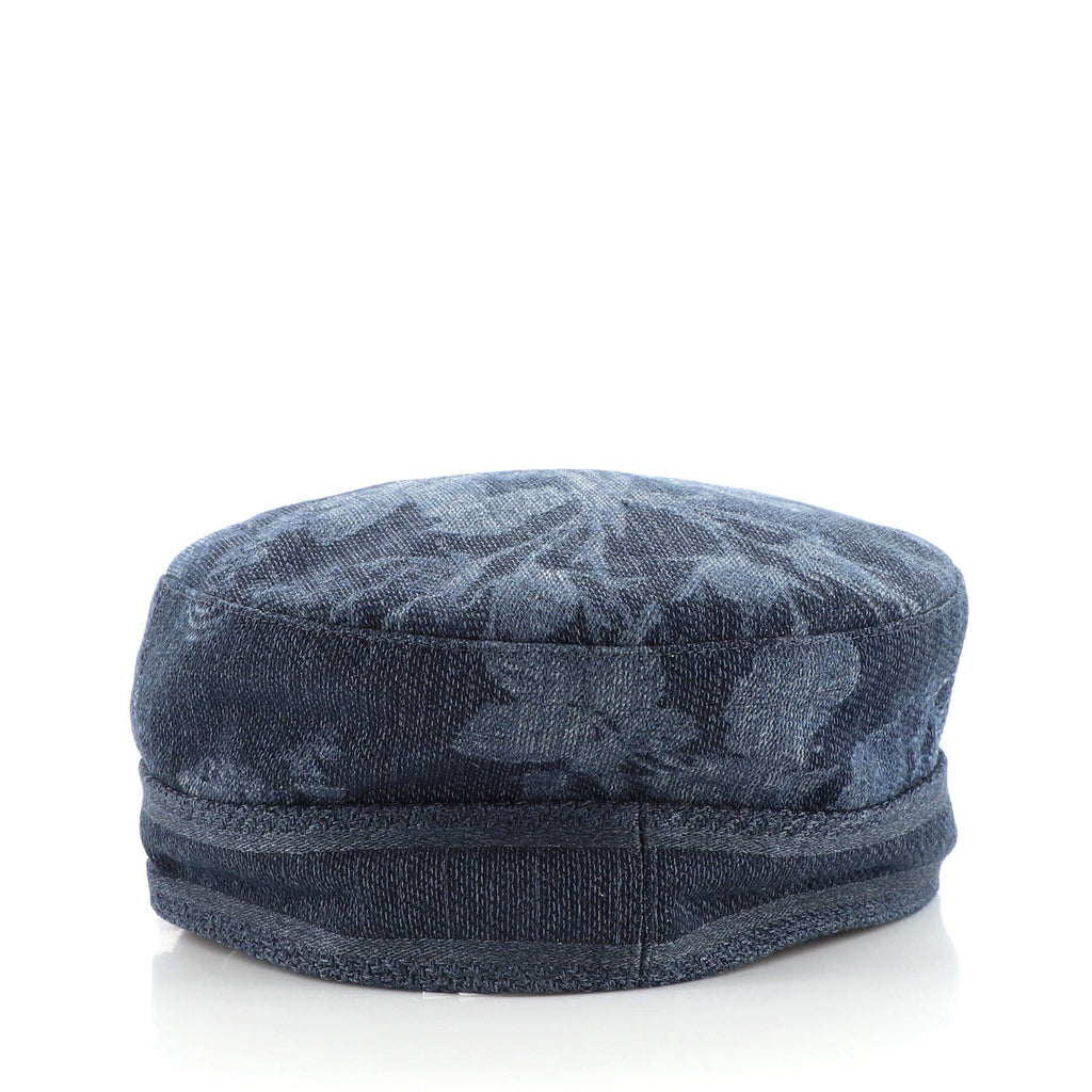 Flowers Baker Boy Cap Embroidered Denim Small