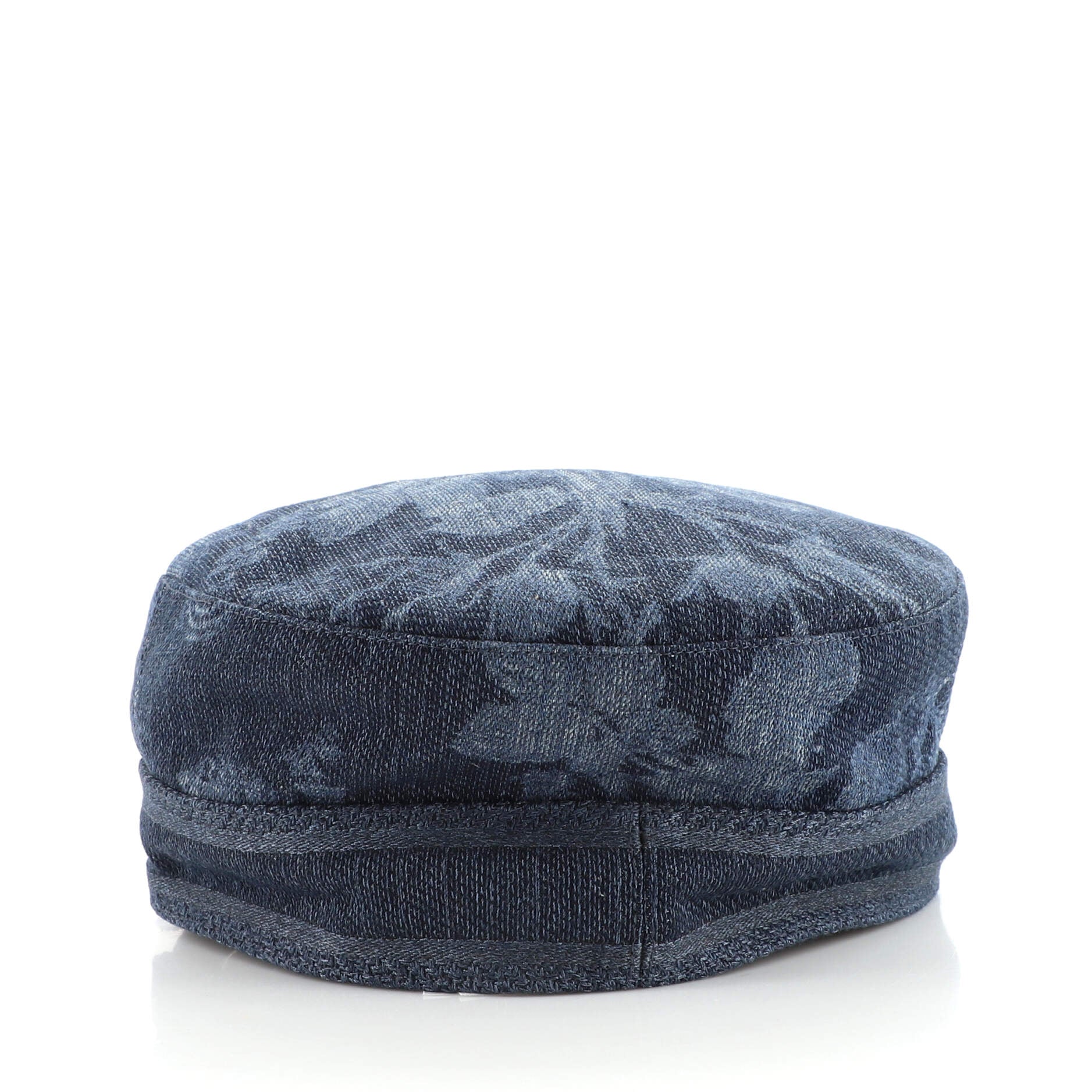 Flowers Baker Boy Cap Embroidered Denim Small