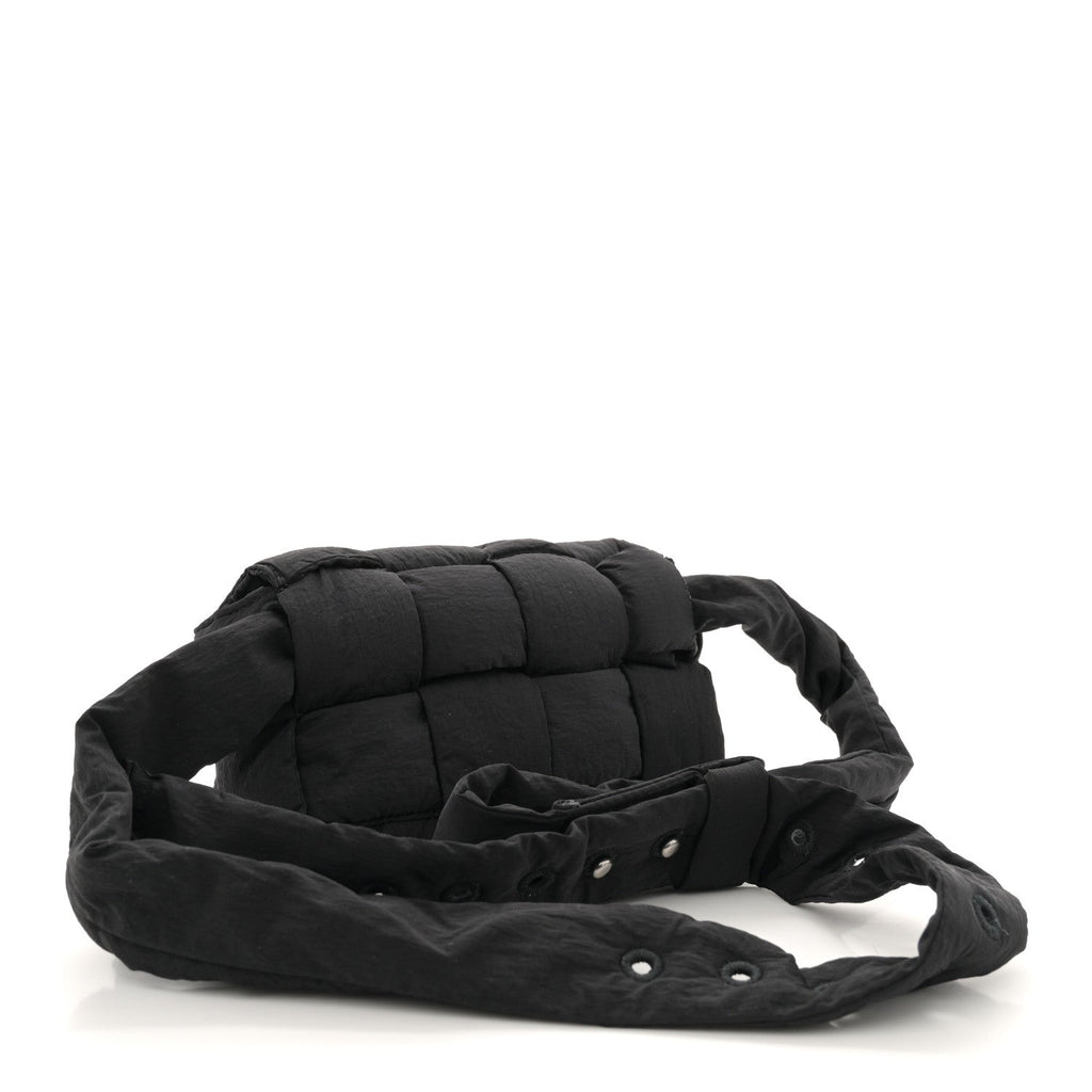 Nylon Intrecciato Padded Tech Mini Cassette Belt Bag Black