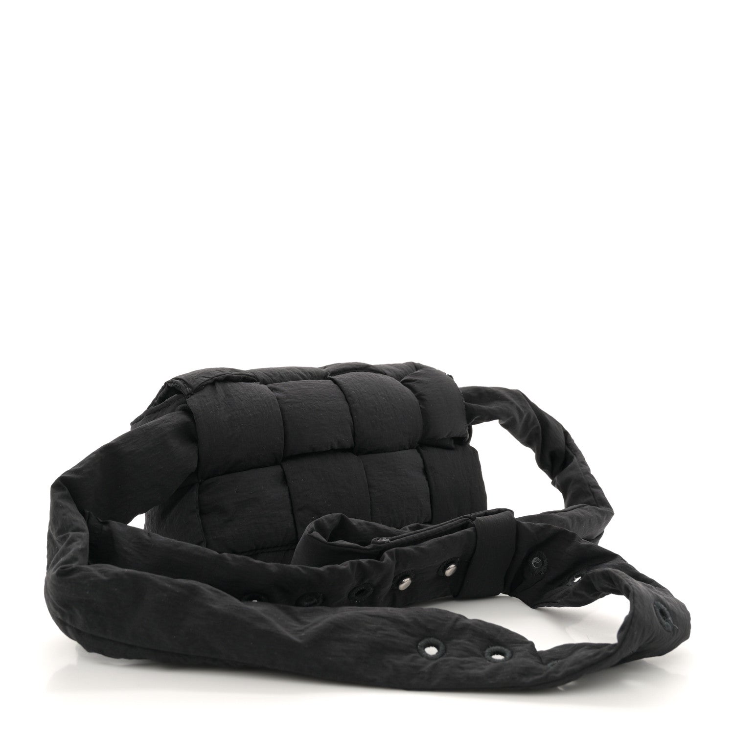 Nylon Intrecciato Padded Tech Mini Cassette Belt Bag Black
