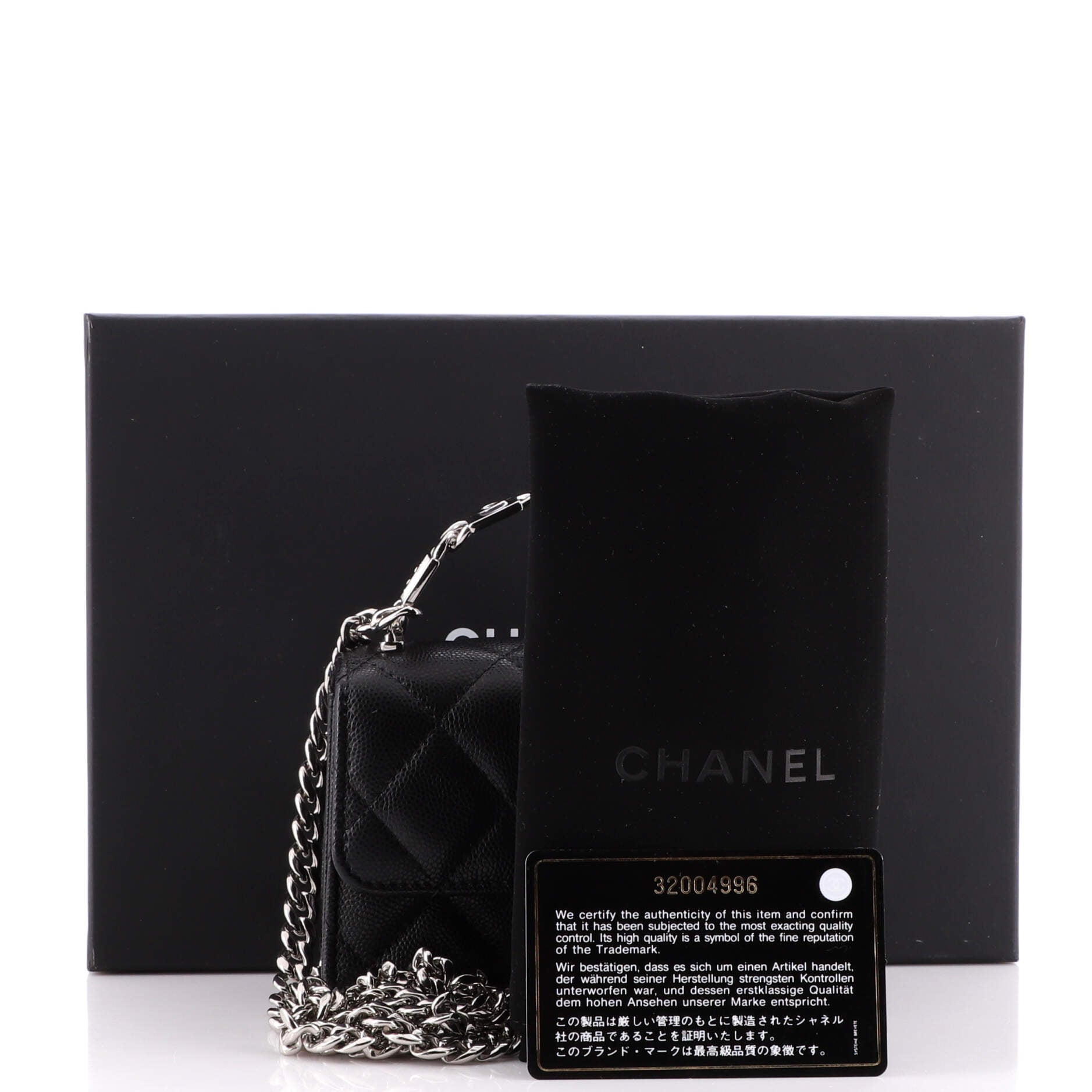 Coco Enamel Top Handle Flap Clutch with Chain Quilted Caviar