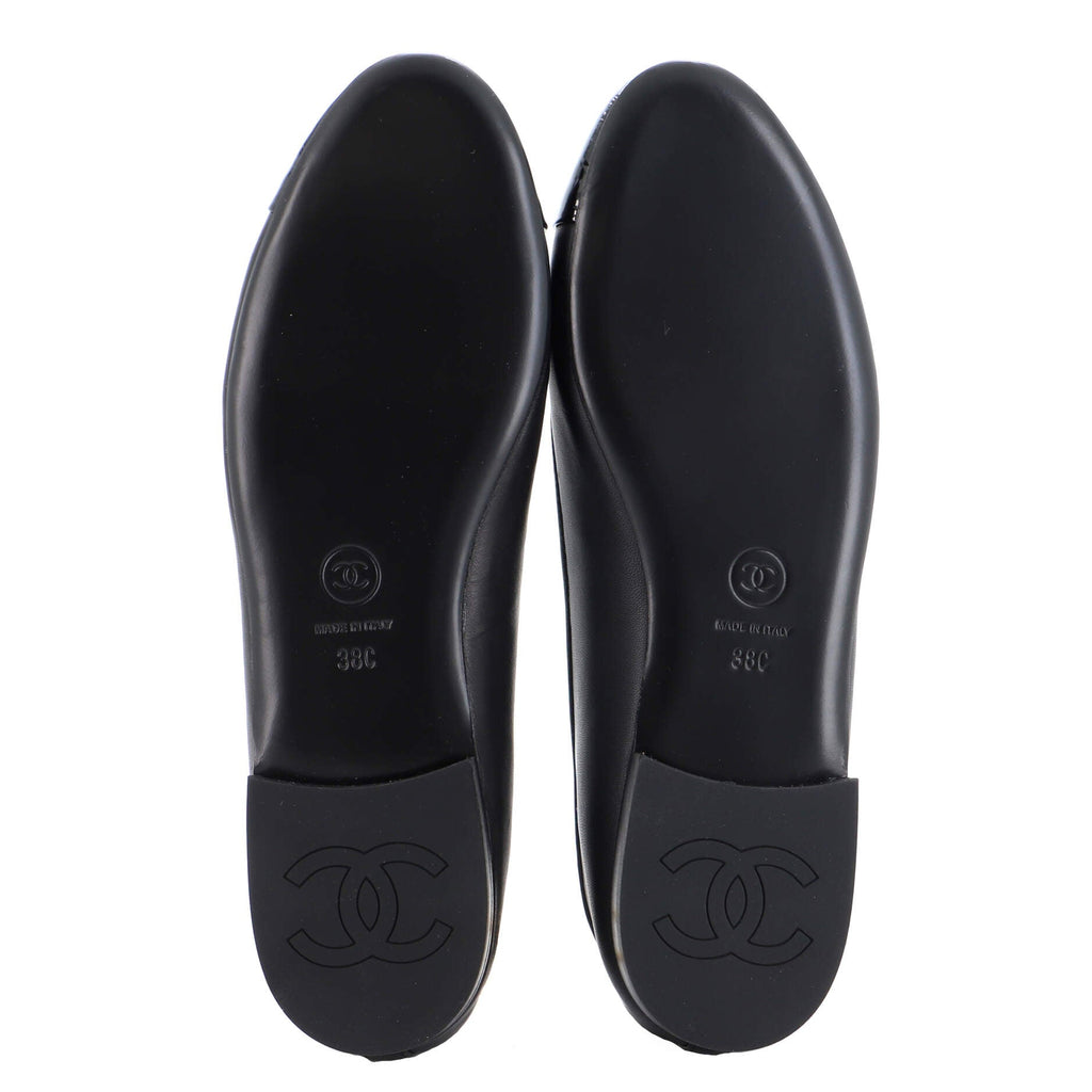 Women's Cap Toe Ankle Chain Ballerina Flats Leather