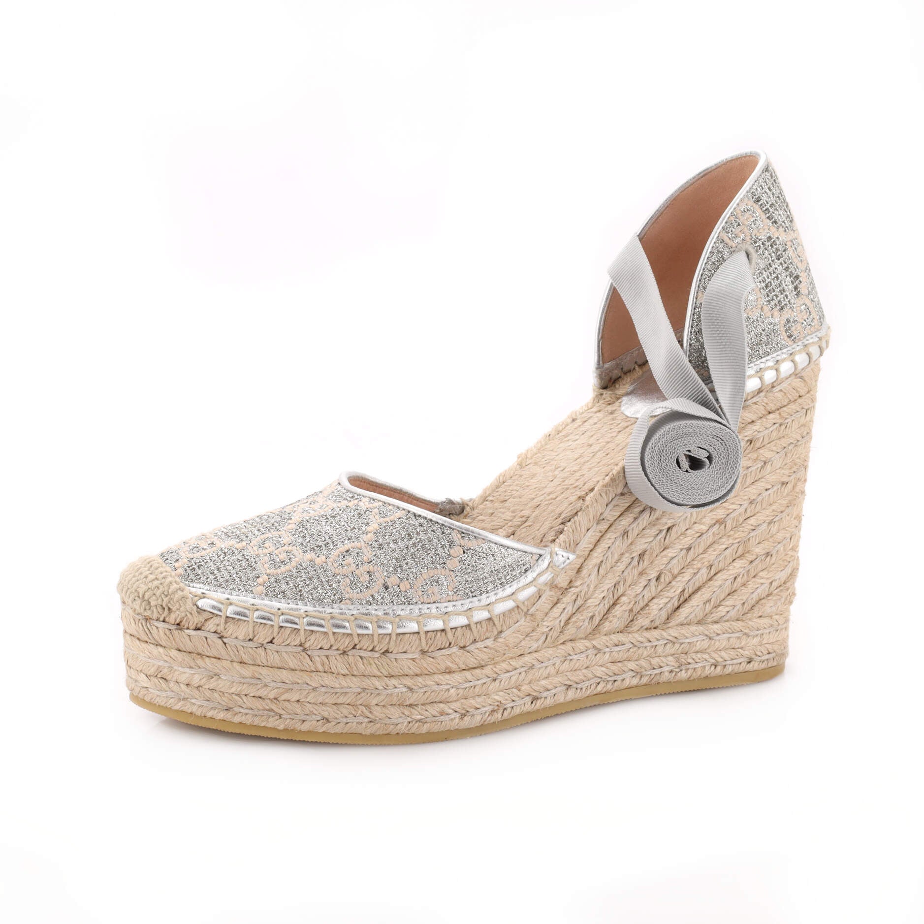 Women's Wedge Espadrilles GG Lame Canvas