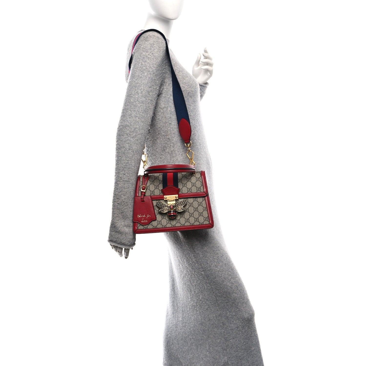 GG Supreme Monogram Small Queen Margaret Top Handle Bag Red