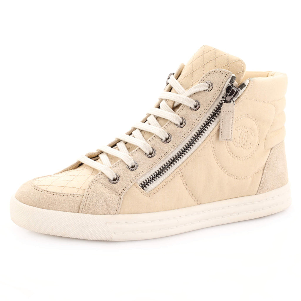 Women's CC Double Zip Lace Up Sneakers Canvas and Suede