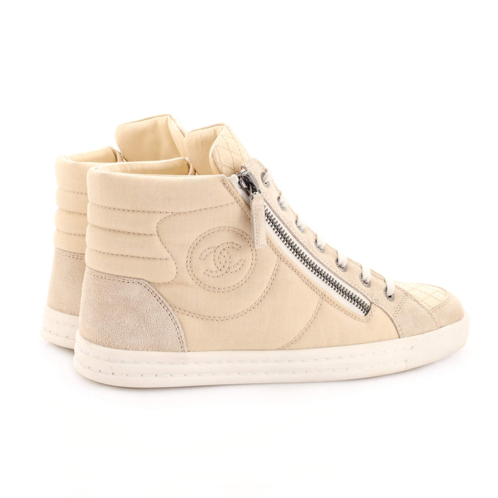 Women's CC Double Zip Lace Up Sneakers Canvas and Suede